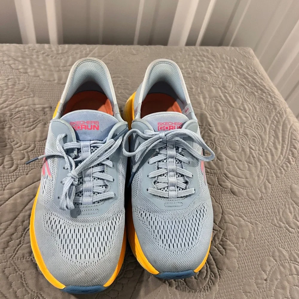 Skechers Slip-ins GO RUN Max Cushioning Elite Blue Orange Womens size 8